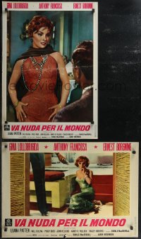 1r0703 GO NAKED IN THE WORLD set of 4 Italian 19x27 pbustas 1961 images of sexy Gina Lollobrigida!