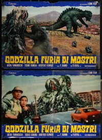 1r0682 GODZILLA VS. THE SMOG MONSTER set of 8 Italian 18x26 pbustas 1972 Gojira tai Hedora, Toho sci-fi!