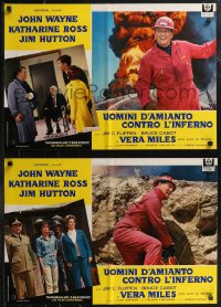 1r0691 HELLFIGHTERS set of 7 Italian 18x27 pbustas 1969 John Wayne as fireman Red Adair, Ross!