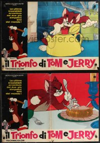1r0671 IL TRIONFO DI TOM E JERRY set of 10 Italian 19x27 pbustas 1964 great cartoon images!