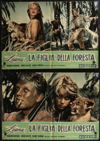1r0674 NATURE GIRL & THE SLAVER set of 10 Italian 18x26 pbustas 1958 Michael is Liane Jungle Girl!