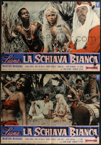 1r0706 NATURE GIRL & THE SLAVER set of 4 Italian 19x27 pbustas R1960s Michael is Liane the Jungle Girl!
