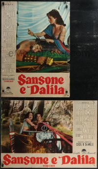 1r0696 SAMSON & DELILAH set of 6 Italian 19x27 pbustas R1959 Victor Mature, Cecil B. DeMille!