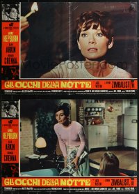 1r0689 WAIT UNTIL DARK set of 8 Italian 18x27 pbustas 1968 blind Audrey Hepburn, crazy Alan Arkin!
