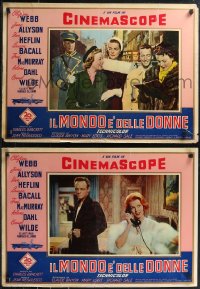 1r0693 WOMAN'S WORLD set of 7 Italian 20x28 pbustas 1955 June Allyson, Webb, Heflin, Bacall, Dahl!