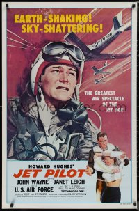 1r1167 JET PILOT 1sh R1979 John Wayne flies with the screaming eagles, Howard Hughes, Ren Wicks art!