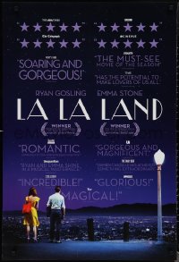 1r1188 LA LA LAND teaser DS 1sh 2016 Ryan Gosling & Emma Stone looking over city, reviews style!