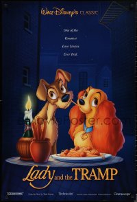 1r1191 LADY & THE TRAMP int'l DS 1sh R1997 Walt Disney romantic canine dog classic, spaghetti scene!