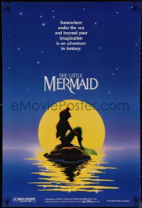 1r1212 LITTLE MERMAID teaser DS 1sh 1989 Disney, great art of Ariel in moonlight by Morrison/Patton!