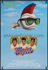 1r1237 MAJOR LEAGUE 1sh 1989 Charlie Sheen, Tom Berenger, wacky art of baseball with mohawk!