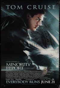 1r1258 MINORITY REPORT style B advance DS 1sh 2002 Steven Spielberg, Tom Cruise, Colin Farrell