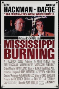 1r1260 MISSISSIPPI BURNING 1sh 1989 Alan Parker directed, Gene Hackman, Willem Dafoe, burning cross!