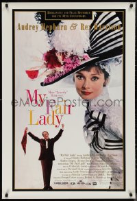 1r1277 MY FAIR LADY 1sh R1994 great close-up image of Audrey Hepburn, Rex Harrison!