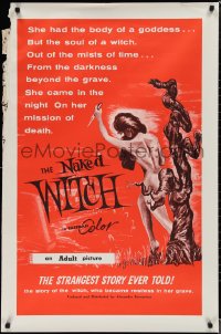 1r1280 NAKED WITCH 1sh 1964 fantastic silly horror art of sexy naked girl with body of a goddess!