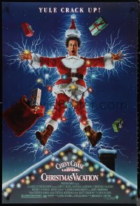1r1283 NATIONAL LAMPOON'S CHRISTMAS VACATION DS 1sh 1989 Consani art of Chevy Chase, yule crack up!