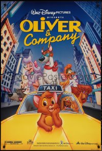 1r1297 OLIVER & COMPANY DS 1sh R1996 Disney cartoon cats & dogs in New York City!