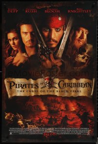1r1308 PIRATES OF THE CARIBBEAN advance DS 1sh 2003 Geoffrey Rush, Knightley, Johnny Depp & cast!