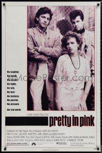 1r1316 PRETTY IN PINK 1sh 1986 great portrait of Molly Ringwald, Andrew McCarthy & Jon Cryer!