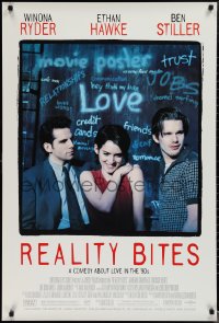 1r1335 REALITY BITES DS 1sh 1994 Winona Ryder, Ben Stiller, Ethan Hawke, comedy about love in the '90s!