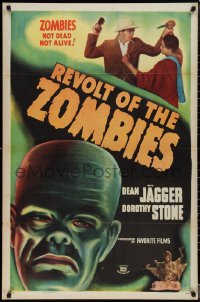 1r1350 REVOLT OF THE ZOMBIES 1sh R1947 cool artwork, they're not dead and they're not alive!
