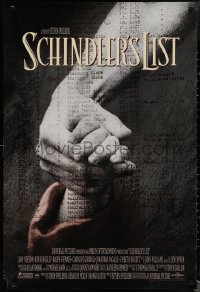 1r1366 SCHINDLER'S LIST DS 1sh 1993 Steven Spielberg World War II classic, Best Picture!