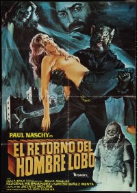 1r0294 CRAVING Spanish 1985 different art of werewolf in graveyard holding topless woman, rare!