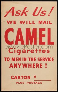 1r0103 CAMEL CIGARETTES 11x17 advertising poster 1940s they will mail them to men in the service!
