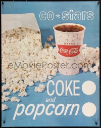 1r0107 COCA-COLA COKE & POPCORN 22x28 advertising poster 1960s cool lobby display!