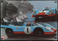 1r0113 GULF PORSCHE 917 2-sided 24x34 Swiss advertising poster 1970s Jo Siffert & schematic of racer!