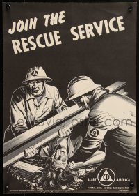 1r0150 JOIN THE RESCUE SERVICE 13x18 special poster 1952 Federal Civil Defense Administration!