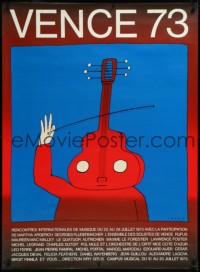 1r0031 VENCE 73 31x43 French music poster 1973 Jean-Michel Folon art of a man with a cello head!