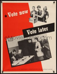 1r0170 VOTE NOW VOTE LATER 17x22 special poster 1960s citizens using a ballot box and voting booth!