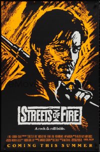 1r1417 STREETS OF FIRE advance 1sh 1984 Walter Hill, Riehm orange dayglo art, a rock & roll fable!