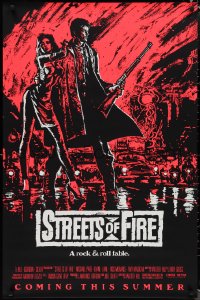 1r1416 STREETS OF FIRE advance 1sh 1984 Walter Hill, Riehm pink dayglo art, a rock & roll fable!
