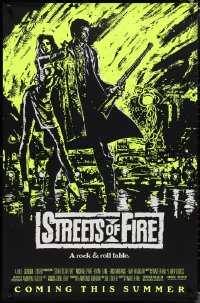 1r1414 STREETS OF FIRE advance 1sh 1984 Walter Hill, Riehm yellow dayglo art, a rock & roll fable!