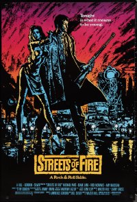 1r1413 STREETS OF FIRE 1sh 1984 Walter Hill, Michael Pare, Diane Lane, artwork by Riehm, no borders!
