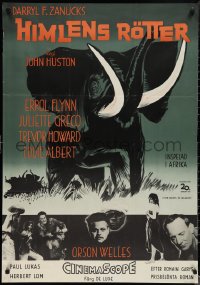1r0255 ROOTS OF HEAVEN Swedish 1959 John Huston, Aberg art, Errol Flynn in Africa, ultra rare!