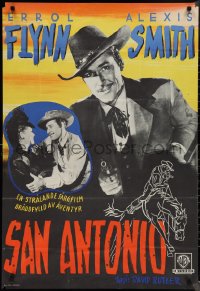 1r0256 SAN ANTONIO Swedish 1946 Alexis Smith with western cowboy Errol Flynn, ultra rare!