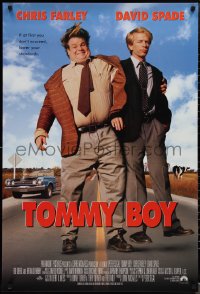1r1438 TOMMY BOY int'l 1sh 1995 great full-length image of screwballs Chris Farley & David Spade!