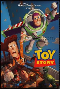 1r1443 TOY STORY DS 1sh 1995 Disney/Pixar cartoon, Buzz Lightyear flying over Woody, Bo Peep, more!