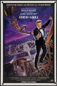 1r1469 VIEW TO A KILL advance 1sh 1985 Moore as James Bond, Jones, Goozee purple background art