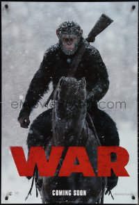 1r1472 WAR FOR THE PLANET OF THE APES int'l style A teaser DS 1sh 2017 image of Caesar on horseback!