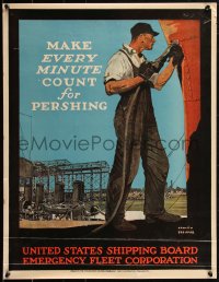 1r0056 MAKE EVERY MINUTE COUNT FOR PERSHING 20x26 WWI war poster 1917 great Treidler art of riveter!