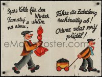 1r0064 SPARE KOHLE FUR DEN WINTER 19x25 Czech WWII war poster 1940s Save Coal, cool art!