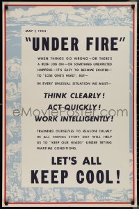1r0069 UNDER FIRE 25x38 WWII war poster 1944 under trying wartime conditions let's all keep cool!