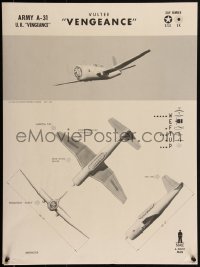 1r0070 VULTEE A-31 VENGEANCE 19x25 WWII war poster 1942 WEFTUP aircraft identification poster!