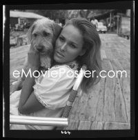 1s0234 DR. NO camera original 2.25x2.25 negative #8 1962 Ursula Andress relaxes with dog on location!