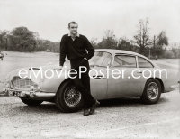 1s0139 GOLDFINGER 8x10 vintage studio copy negative 1970s Sean Connery as James Bond leaning on his Aston Martin DB5!