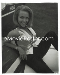 1s0290 GOLDFINGER B+W 8x10 vintage studio transparency 1964 Honor Blackman sexy pose on plane wing!