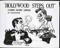 1s0147 HOLLYWOOD STEPS OUT 8x10 negative 1941 cartoon caricature art of Cary Grant & Greta Garbo!